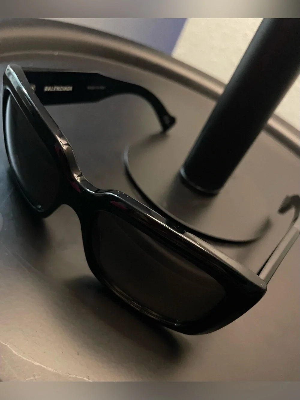 Balenciaga BB0072S 001 Oversized Black Logo Sunglasses - No Case